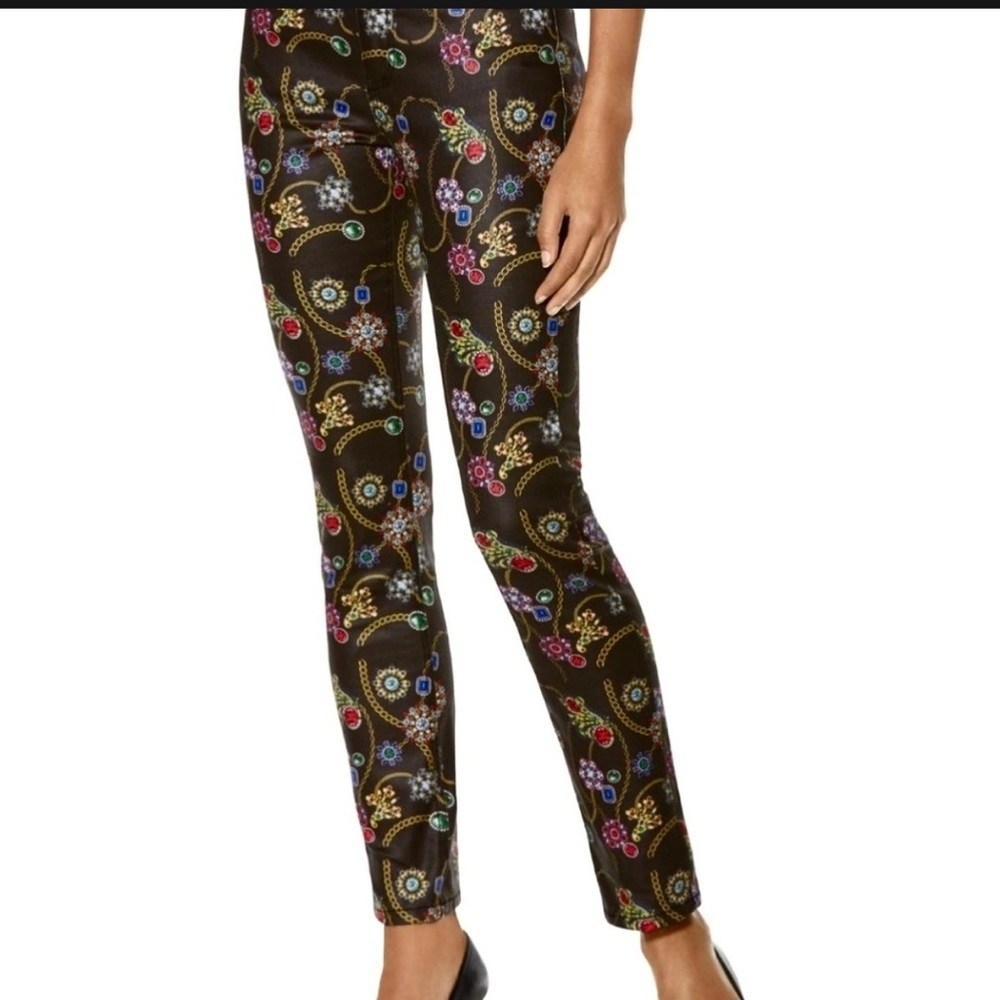 BOSTON PROPER JEWELED COATED BLACK DENIM ANKLE PANTS. Sz30